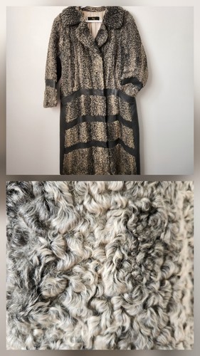 Vtg 70s gray curly astrakhan - vtg,