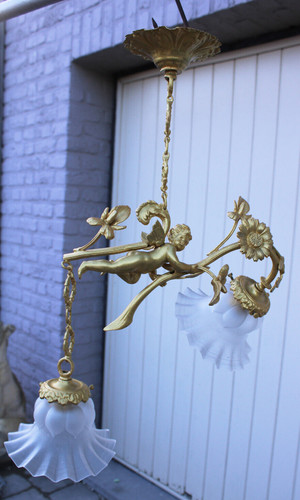 Vintage bronze putti angel