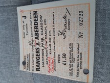 GLASGOW Rangers v Aberdeen League Cup Final Ticket Stub. 31st March 1979
