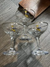 Babycham Vintage Glass Set of 3 4 .5" x 3.5" with Gold Rim 1960/70s