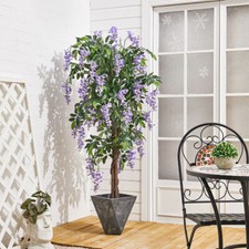 Purple Wisteria 4FT 5FTArtificial Bonsai Flowering Plants Outdoor Fake Potted UK