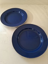 2 Blue Enamel Plates Camping