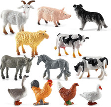 12pcs Farm Animal Figures Toys, Mini Plastic Farm Animals Figures Realistic Farm