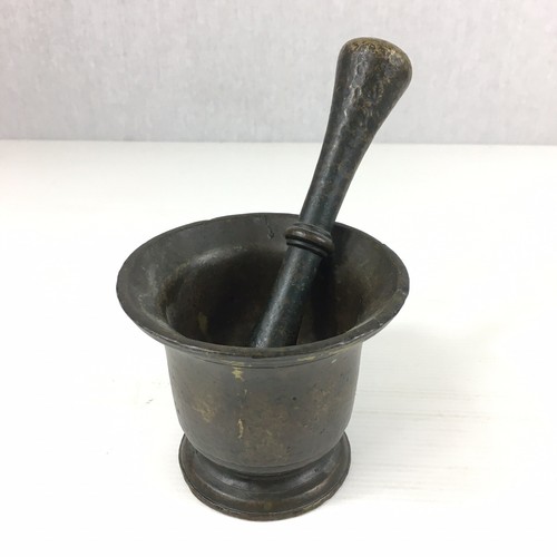 Antique bronze pestle mortar - antique,