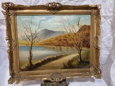 Irish Lake Landscape – Signed Margaret Stokes – Original Vintage Oil Painting on