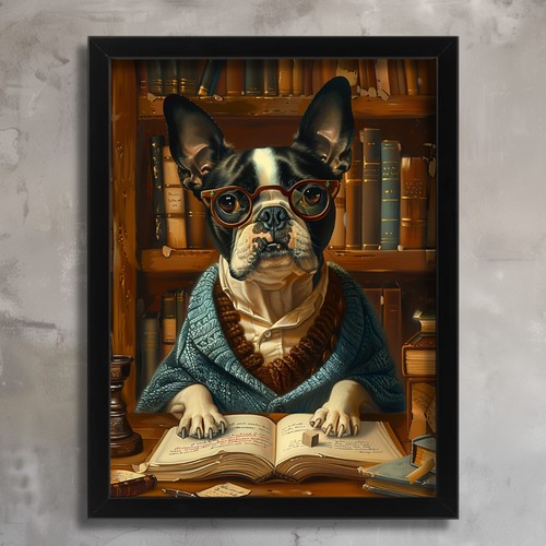 Boston terrier wall art - terrier,
