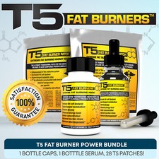 T5 FAT BURNERS POWER BUNDLE -STRONGEST LEGAL SLIMMING / DIET PILLS +SERUM +PATCH