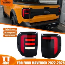 Black LED Rear Tail Lights For Ford Maverick XL XLT Lariat 2022-2025 w/ Red DRL