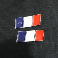 2x France Flag Chrome Silver