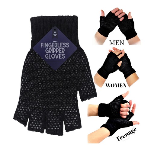 Mens fingerless gripper gloves - fingerless,
