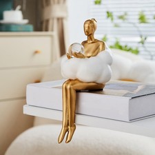 Gold Thinker Statue - Modern Resin Abstract Sculpture for Bookshelf & Desk Decor
