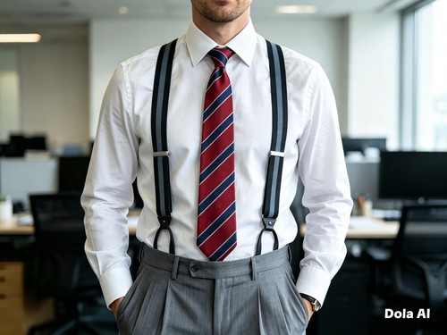 Gents black grey braces - black, non