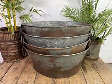Large Vintage Reclaimed Galvanised Iron Banded Oval Trough Garden Planter Tub
