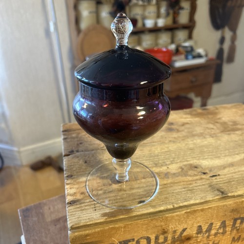 Vintage amethyst glass lidded - amethyst,