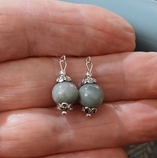 Doll Earrings  ANTIQUE/VINTAGE Bisque/Jumeau/Bru Sodalite Gems Beadcaps 8mm