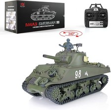 M4A3 Sherman Henglong RTR 1/16 7.0 Plastic RC Tank  BB IR  Sound & Smoke UK