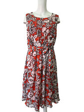 DEBENHAMS Dress Size XL 18 Orange Floral Swing Belted Womens EU46