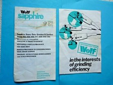 VINTAGE WOLF SAPPHIRE HEAVY DUTY GRINDERS & SANDERS INSTRUCTIONS & INFO SHEET