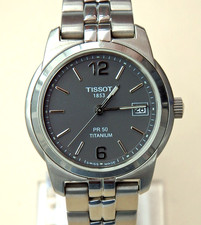Ladies  * TISSOT *   PR50  'Titanium'  Watch ; DATE ; Cleaned + NEW Battery; Box