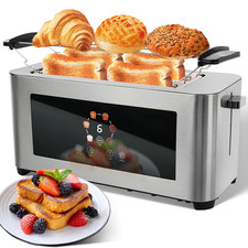 Toaster XXL long slot toaster 4 slice with roll attachment 1400W stainless steel