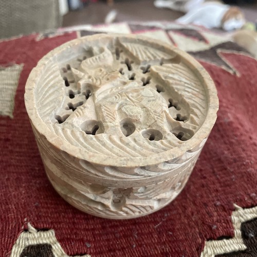 Soapstone round lidded - soapstone, trinket