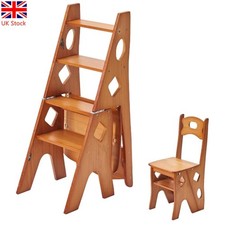 Multipurpose Folding Wooden Library Step Ladder Chair Step High Chair Step Stool