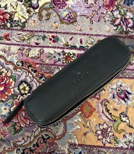 CROSS BLACK LEATHER DOUBLE PEN