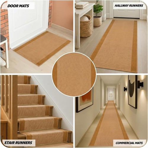 Beige border stair runner - border,