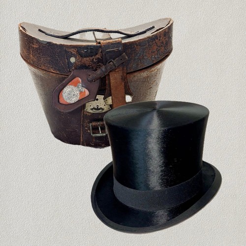 Top hat leather case vintage - hat,
