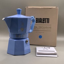 Bialetti Moka Express Exclusive Blue 3 Cup Espresso Stovetop Coffee Maker New