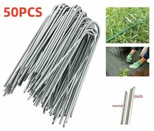 50PCS Galvanised Steel U Shaped Weed Membrane Pins Ground Stakes Garden Pegs