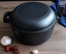 Quality Cast Iron Casserole With Lid  Large Capacity - Pot - Pan - Seasoned 