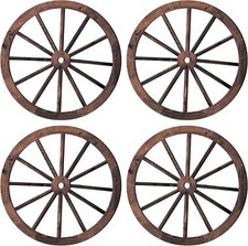 4 Pieces Wooden Wagon Wheel Wall Decor 10 Inches Old Western Wood Wagon Wheel...