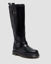 Dr. Martens  ANISTONE KNEE HIGH ORLEANS LEATHER BIKER BOOTS Black