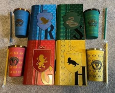 Harry Potter House Book Popcorn Bucket & Cup Full Set New Some Dents