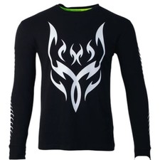 Cyberdog London Tribal Flame Long Sleeve Graphic Shirt Black White Medium