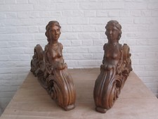 PAIR OFF FANTASTIC ANTIQUES CARVED  PEDIMENT