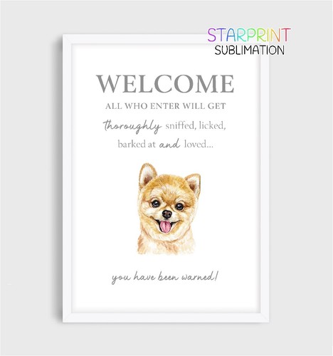 Pomeranian welcome unframed - pomeranian,
