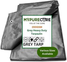Tarpaulin Waterproof Heavy Duty 200 GSM Grey Ground Sheet Cover - Various Sizes