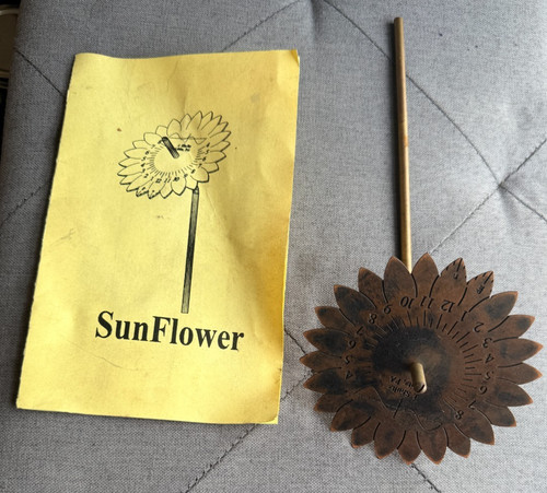 Vtg sunflower sundial brass - vtg,