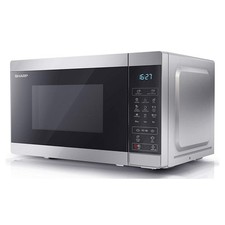 Sharp Silver 20 Litre 800W Microwave - 1000W Grill, Touch Control - YC-MG02U-S