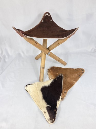 Vtg folding cowhide tripod - folding,