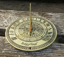 Unused Brass Sundial 19.5cm diameter 9.3cm Gnomon, 1073grams - Sunny Hours