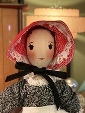 50’s Wooden Polly Shorrock Alice Wainwright Peg Wooden Wood Doll Pretty Dress