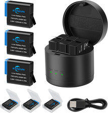 For GoPro Hero 8/7/6 Travel Kit - 3 Batteries+Triple Charger for Long Recording