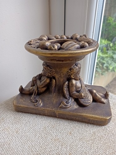Gold cherub candle holder tea - holder,