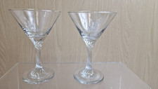 Pair Limited Edition Babycham Martini Glasses Twisted Stem Collectable 1980’s