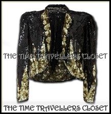RARE LTD ED KATE MOSS TOPSHOP BLACK GOLD MESH EMBELLISHED SEQUIN JACKET UK 10 38