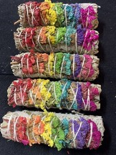 X2 Californian White Sage/Rainbow 7 Chakras Sinuata Flowers Bundle Smudge Sticks