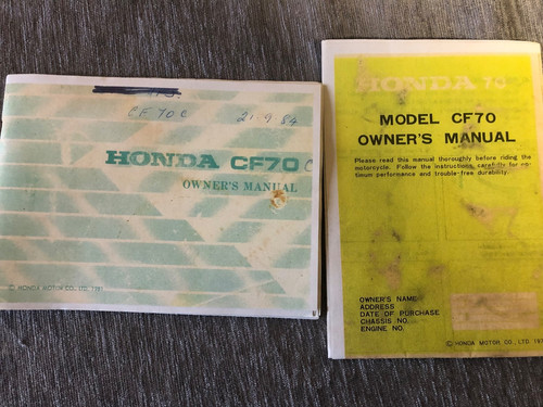Honda cf70 owners handbook - cf70,